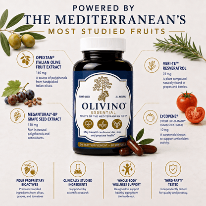 Olivino Essential – The Three Key Fruits of the Mediterranean Diet® in a SoftGel - OlivinoLife, Inc.
